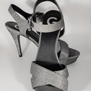 G By Guess Silver Sparkle Platform Heels Sz 8.5 N… - image 1